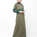 Khaki & Green Hooded Jilbab