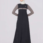 Midnight Black and Grey Contrast Jilbab
